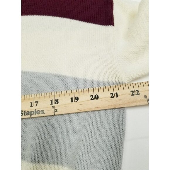 Lucky Brand Burgundy Striped Colorblock Knit Boatneck Pullover‎ Sweater S/P - Picture 9 of 12